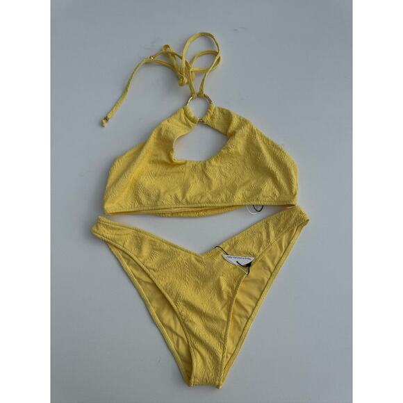 JMP The Label Yellow Textured Halter Bikini Set - XL NWT - Picture 1 of 7